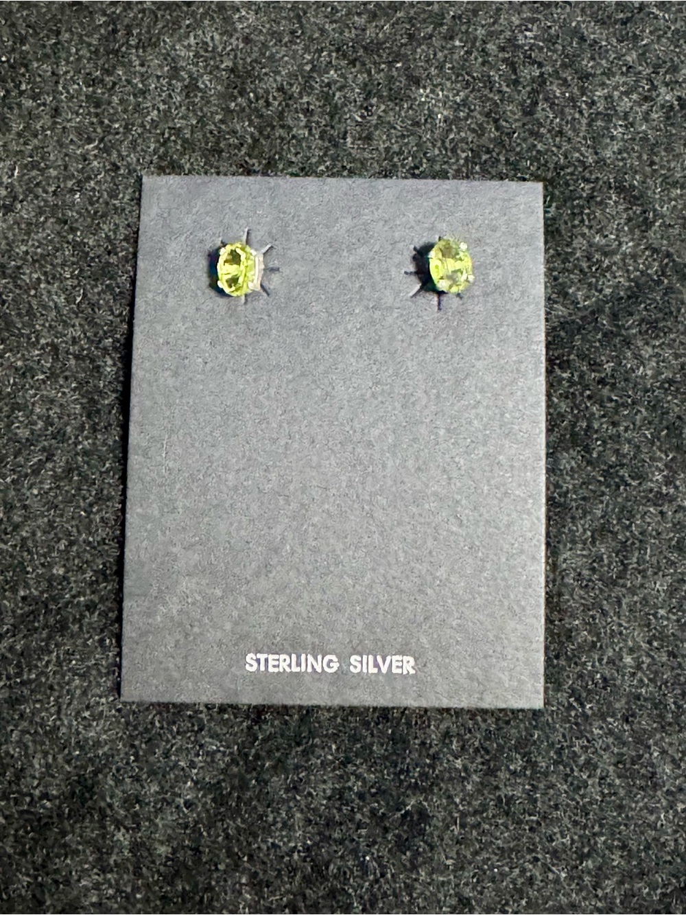 Sterling Silver Peridot Stud Earrings - Bright Green